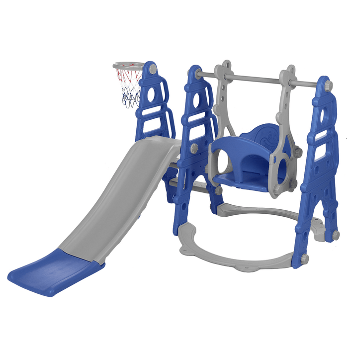 3-In-1 Children'S Slide + Swing + Basketball Frame Kids Play Ground Combination Baby Playset Hoop Kit