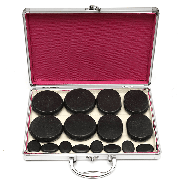 16Pcs SPA Massager Accessories Skin Relief Therapy Hot Rock Basalt Stones Set Heating Box