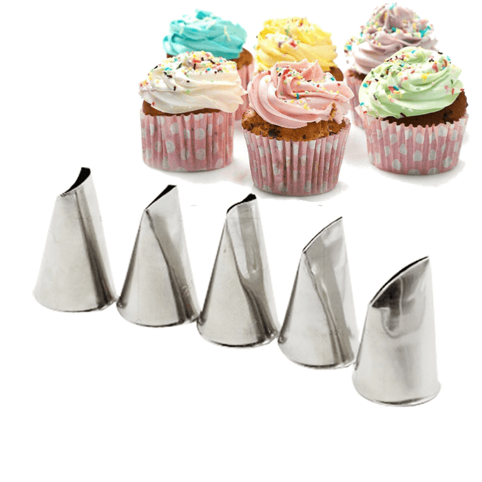 5 Pcs Set Rose Petal Icing Piping Nozzles Metal Cream Tips Cake Decorating Tools Cup Cake Pastry Tool