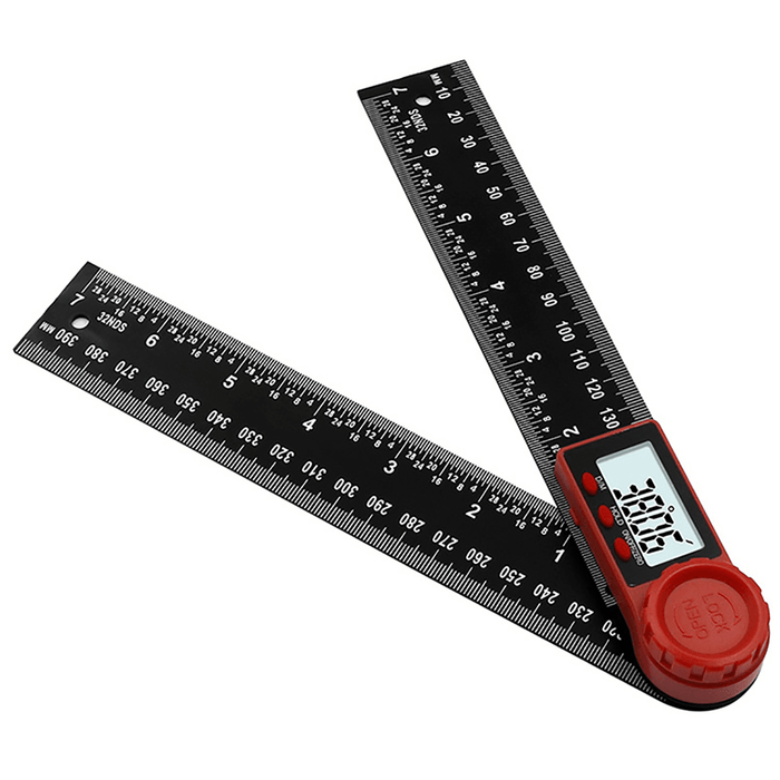 2 in 1 Folding Digital LCD Angle Finder Ruler Stainless Steel Ruler 360 Degree Protractor