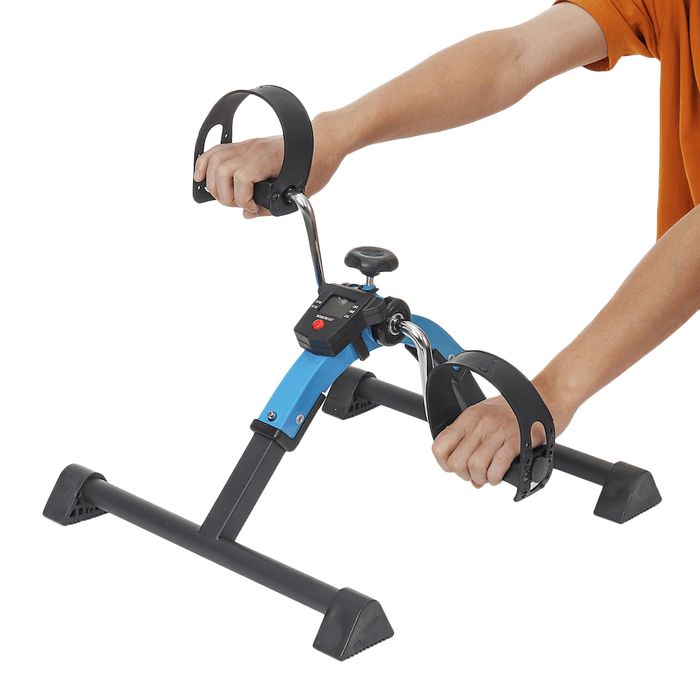 Home Indoor Fitness Bike Anti-Slip Pedal LCD Display Bike Leg Arm Exercise Mini Leg Rehabilitation Cycling Exercise Tools