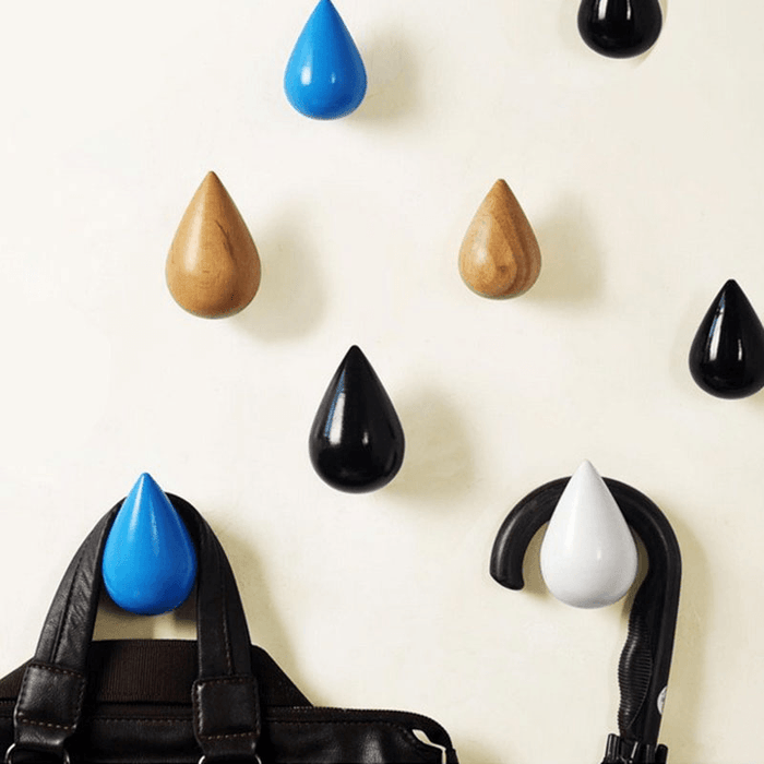 Honana BS-439 Creative Water Droplets Hook Solid Wooden Coat Cap Hooks for Hanging Storage Wall Decorative Hooks Coat Hanger