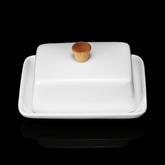 Porcelain Butter Dish with Lid Holder Serving Storage Tray Plate Storage Container Pizza Plate