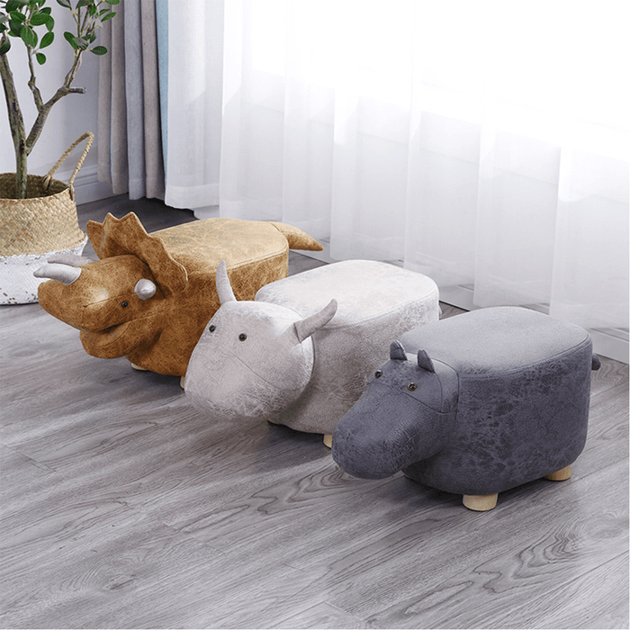 Solid Wood Animal Shape Ottomans Footstools Sofa Padded Cushion Rest Seat Footstool Pouffe Stool