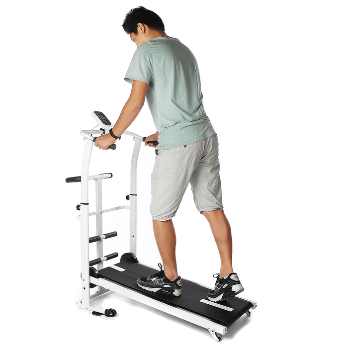 Folding Treadmill Mini Running Walking Jogging Machine with LCD Display Portability Wheels Max Load 150Kg