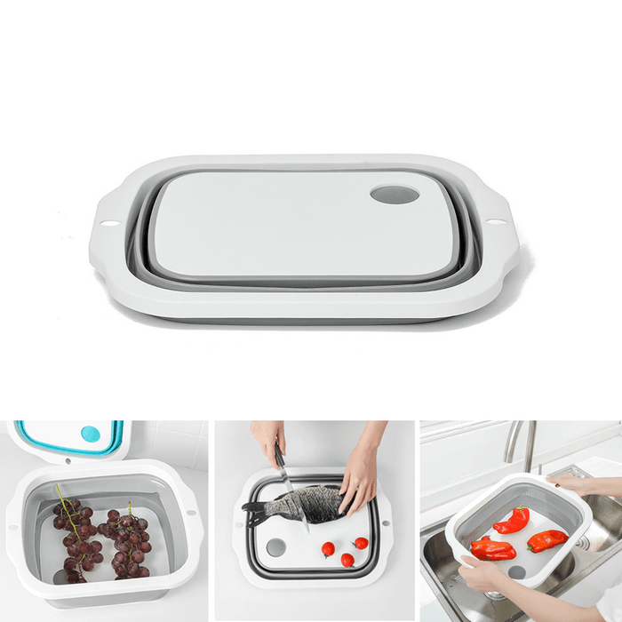 Ipree® Multifunction Cutting Board Foldable Drain Basket Vegetable Fruits Washing Colander Portable Kitchen Organizer