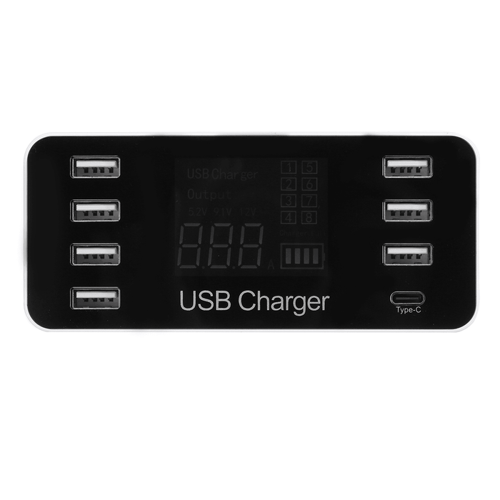 8 Multi-Port USB Adapter LCD Display Desktop Wall Charger Smart Quick Charging Station