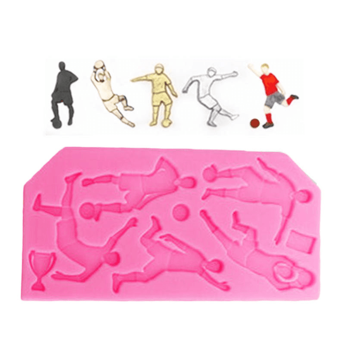 Food Grade Silicone Cake Mold DIY Chocalate Cookies Ice Tray Baking Tool Football Player Shape