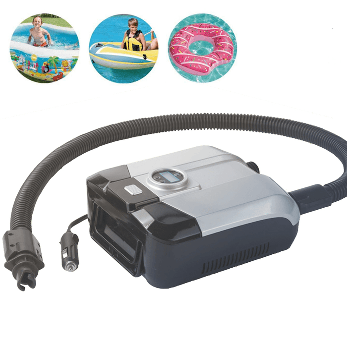 Electric SUP 12V Inflatable Pump Summer Swimming Boating Life Buoy Cushion Portable Air Pump LCD Display with 4 Nozzles Outdoor Camping Surfing