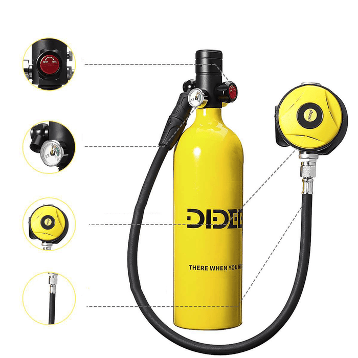 DIDEEP X4000Plus 1L Scuba Diving Cylinder Set Mini Oxygen Tank Respirator Snorkel Tube Anti-Fog Diving Goggles Air Pump