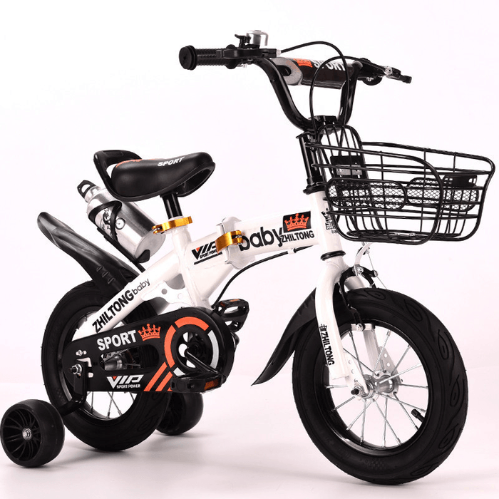 12Inch 4 Wheels Kids Adjustable Folding Balance Bike with Kettle Shelf＆Flashing Wheels Baby Children Bicycle for Aged 2-4 Boys＆Girls Gifts