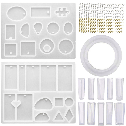 213Pcs DIY Epoxy Resin Casting Molds Kit Silicone Jewelry Pendant Craft Making Mould