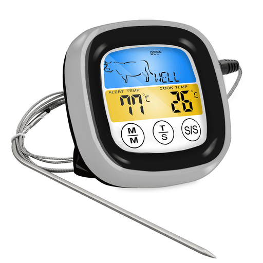 Barbecue Temperature Timer Waterproof Two Alarm Modes Touch Screen BBQ Temperature Timer for Outdoor Camping Barbecue