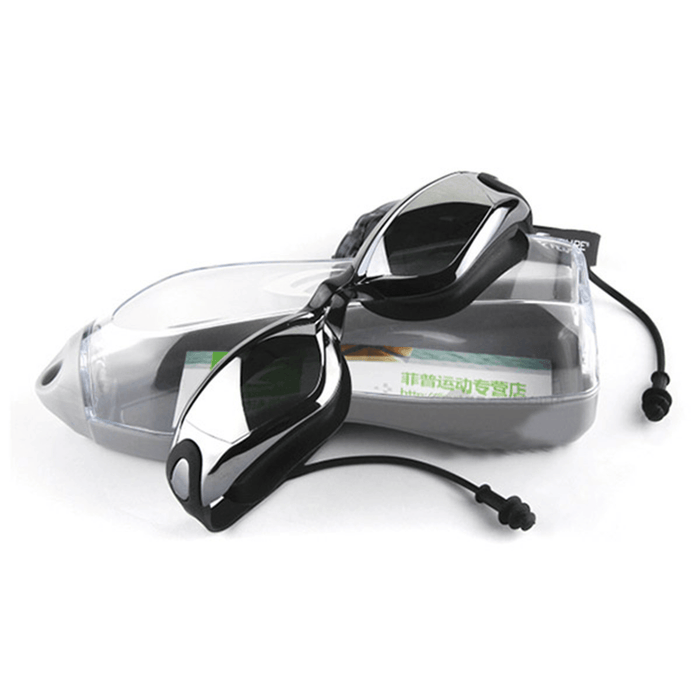 Swimming Goggles with Earplug Waterproof anti Fog Mirrored Large Frame HD Goggles for Men Women