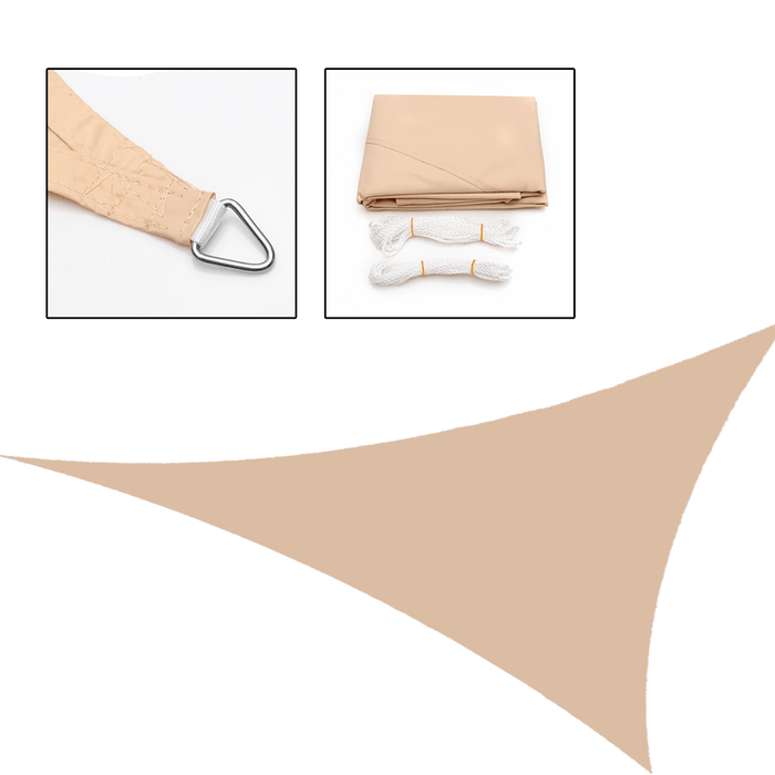 12X12X12Ft Beige Triangle Sun Shade Sails for Patio Garden Outdoor Facility and Activities