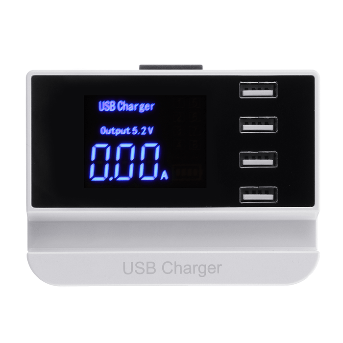 LCD Display 1.9 Inch USB Charger Power Adapter Desktop Charging Station Phone Charger Smart IC Technology USB Ports Charger