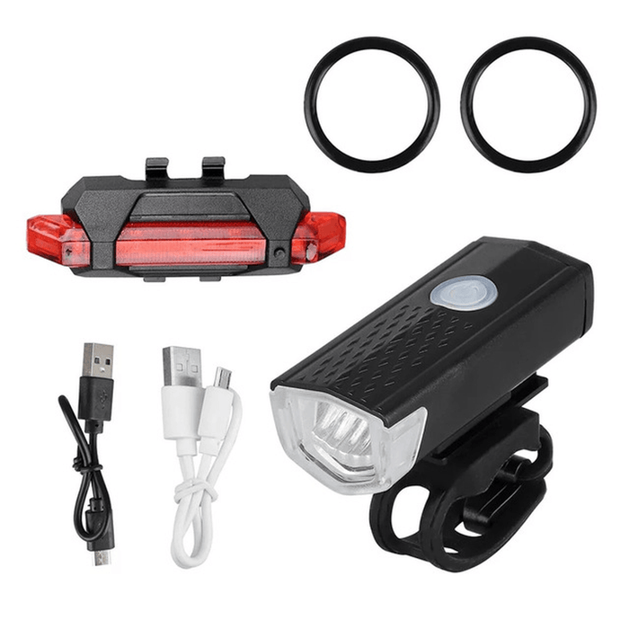 BIKIGHT Bicycle Front+Rear Light Set USB LED Rechargeable MTB Mountain Front Lamp Headlight Rainproof Ultralight Flashlight Bicycle Light