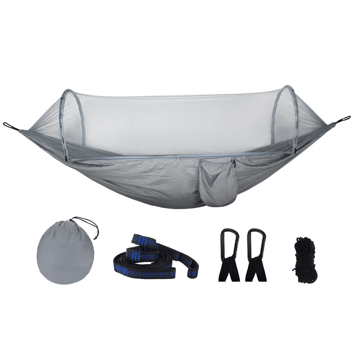 210T Nylon Hammock Ourdoor Camping Travel Hanging Bed with Mosquito Net