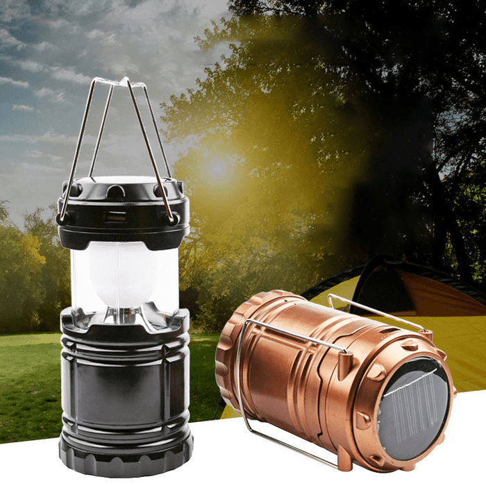 Ipree® G85 Outdoor Solar Lantern 6 LED USB Rechargeable Telescopic Camping Light Super Bright Emergency Power Bank Flashlight Hiking Travel