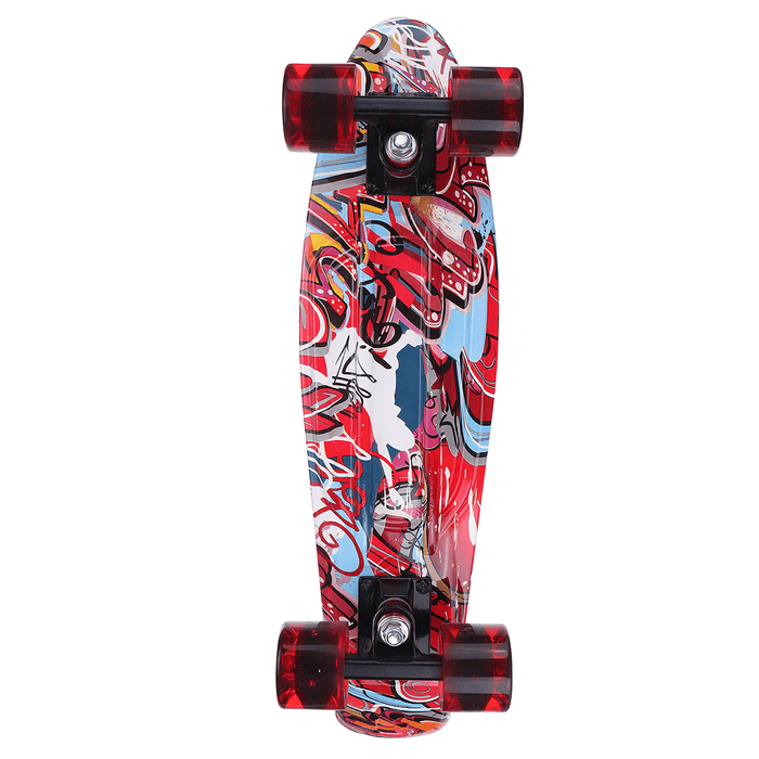 22" Mini Skateboards Kids Sport Long-Board with LED Wheels for Children Beginners Ages 6-12