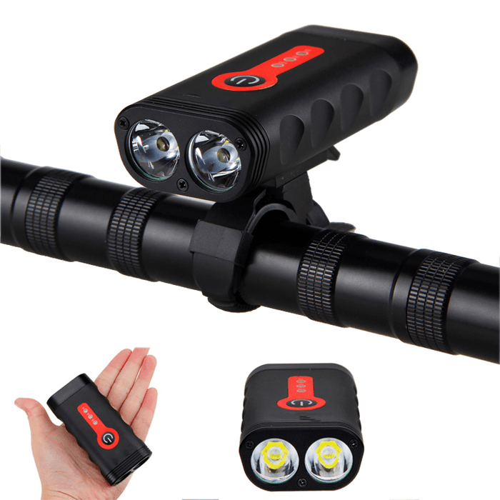 XANES DL07 1800LM 2*L2 4400Mah Rechargeable Battery Indicator Bike Light