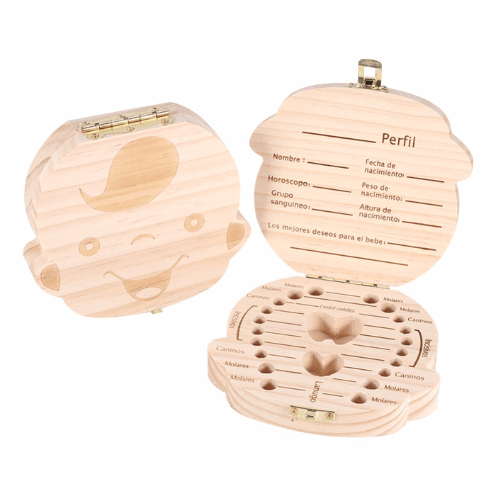 Baby Milk Teeth Wooden Storage Case save Box Hair Holder Organizer for Girl Boys New Tooth Organizer