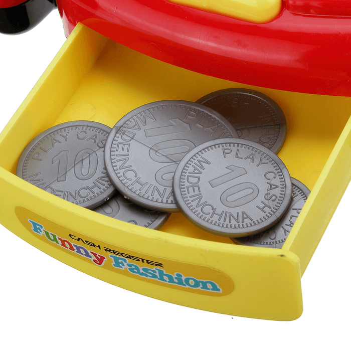 Children Emulational Supermarket Cash Register Toy Checkout Scanner Weighing Platform+Coins Pretend Play with Sound＆Light Interest Development Gifts