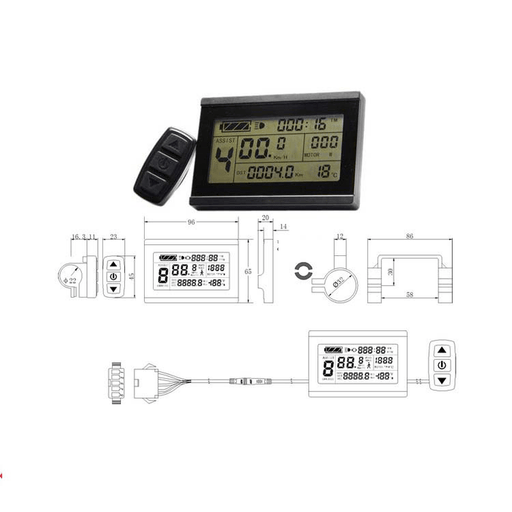 RISUNMOTOR 24V/36V/48V/60V/72V LCD3 Display Meter Control Panel E-Bike DIY Conversion Kit Parts