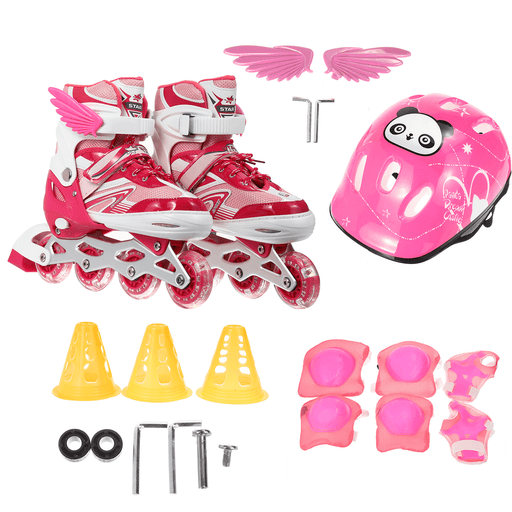 3 Size Inline Skates Sets with 4 LED Flashling PVC Skate Wheels Entry-Level Kid Women Roller Skates Birthday Gift for Teen Girl Boy Teenager