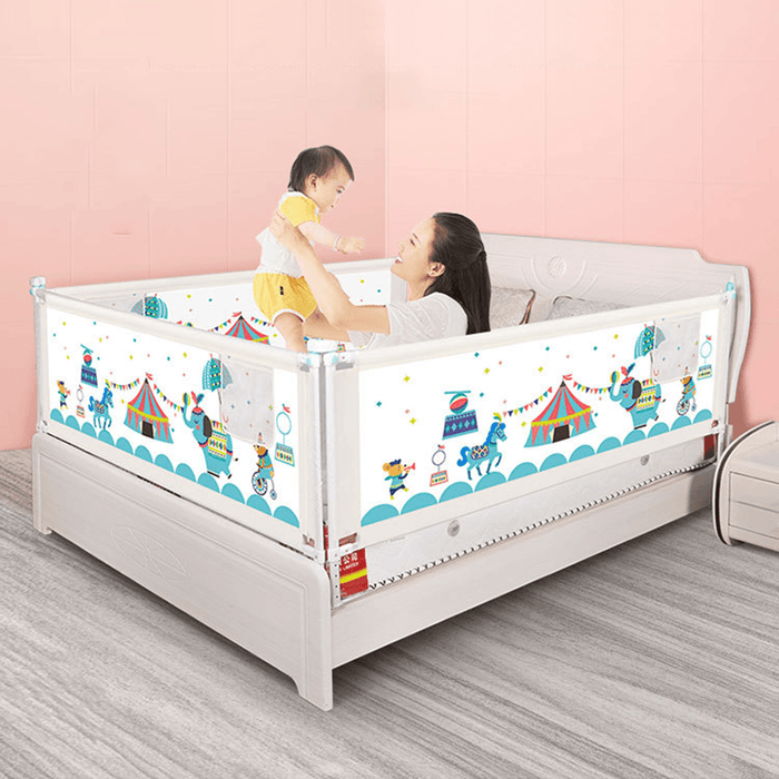 1.5/1.8/2M 8-Levels Adjustable Height Baby Bed Rail Fence Guardrail with Double Button Lock Toddler Safety Gate Children Protective Gears