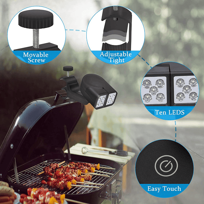 Portable BBQ Grill Light Waterproof LED Lights with Handle Mount Clip for Barbecue Grilling Outdoor Accessory