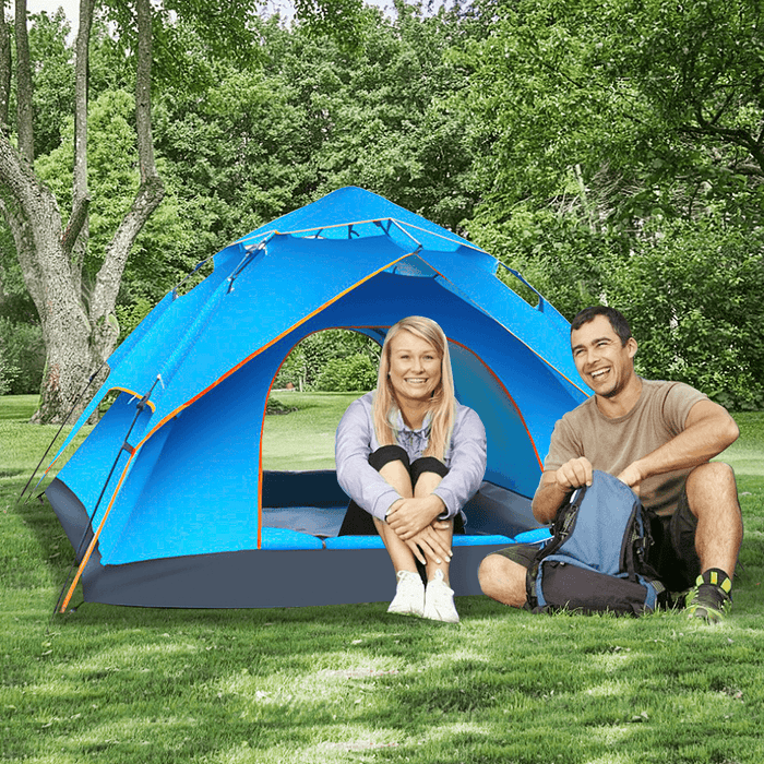 3-4 Person Camping Tent Instant Automatic Double Layer Waterproof Sunshade Canopy Outdoor Travel Beach