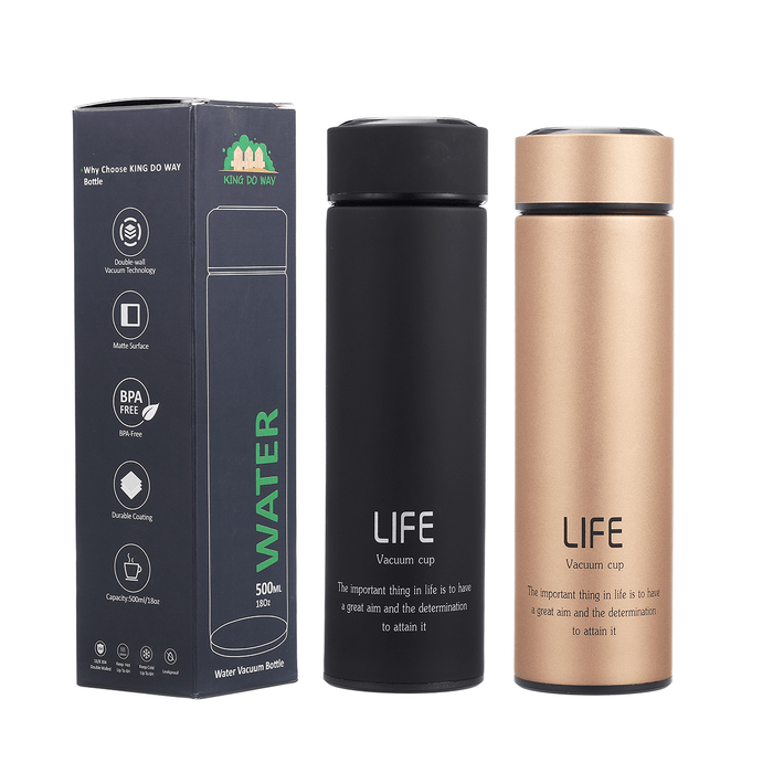 500Ml /18 Oz Insulated Stainless Steel Water Vacuum Bottle Double-Walled Coffee Cup Flasks Thermo for Hot and Cold Drinks Travel Mug for Outdoor Sports Hiking Running