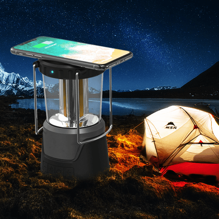 Ipree® 3-In-1 Camping Light Wireless Charger Bluetooth Speaker LED Tent Lamp Outdoor Hiking Fishing