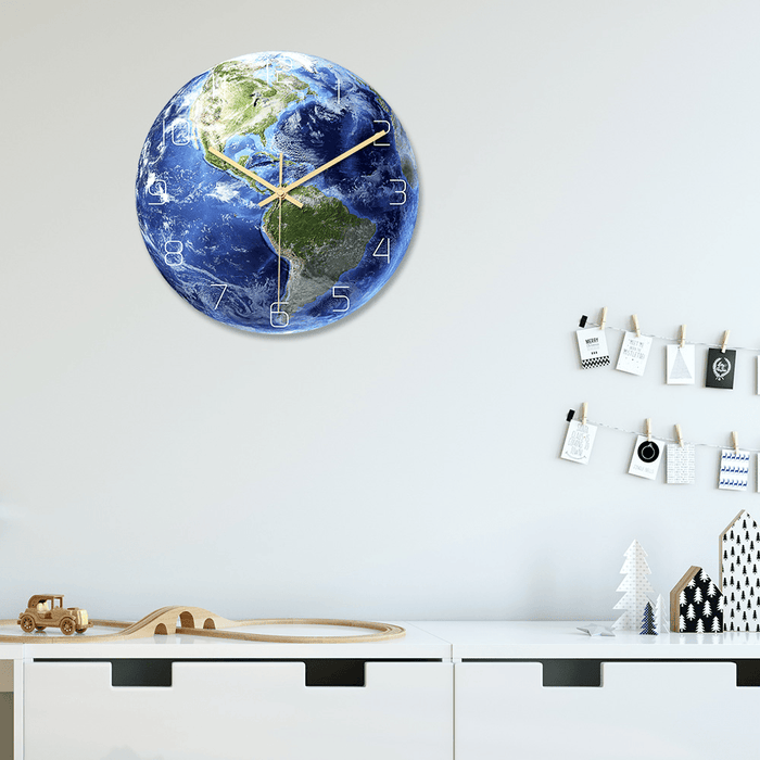 CC090 Creative North/South America Luminous Earth Wall Clock Mute Wall Clock Quartz Wall Clock for Home Office Decorations