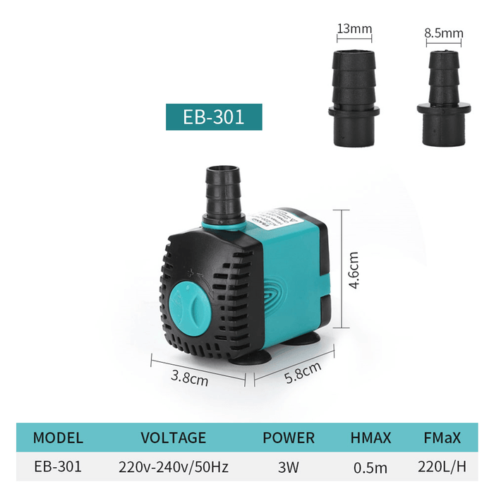 3.5-25W Multifunctional Submersible Pump Ultra Quiet Fountain Pump for Fish Tank Pond Side Suction Water Pump Water-Cooled Air Conditioner