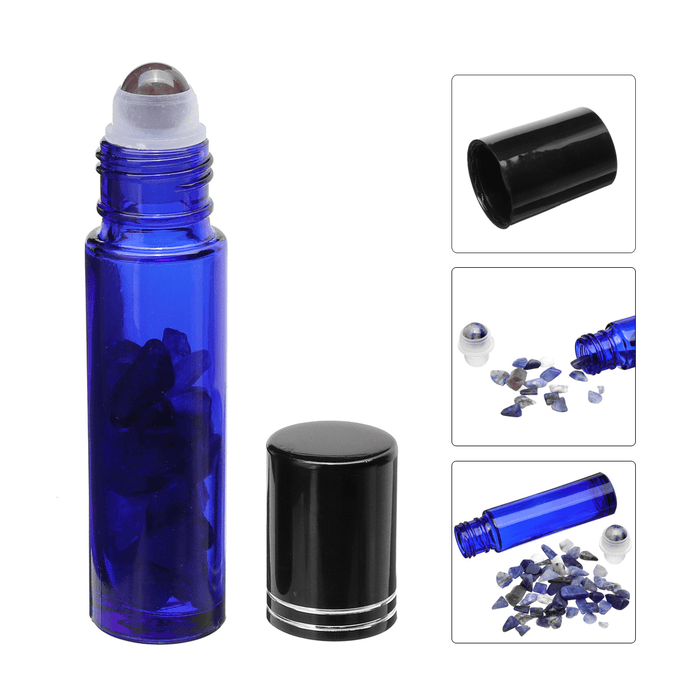 10Pcs Natural Crystals Glass Essential Oil Gemstone Roller Ball Chip inside Bottles