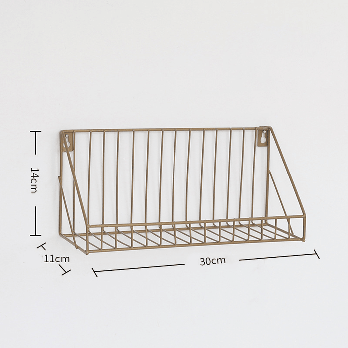 Wall Mounted Rustic Metal Wire Floating Storage Shelf Rack for Picture Frames Collectibles Decorative Items