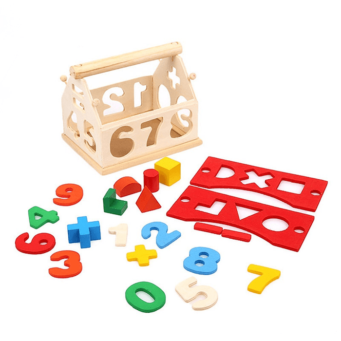 Wooden Digital House Detachable Digital Shape Matching Blocks House Kid'S Child'S Early Educational Toys