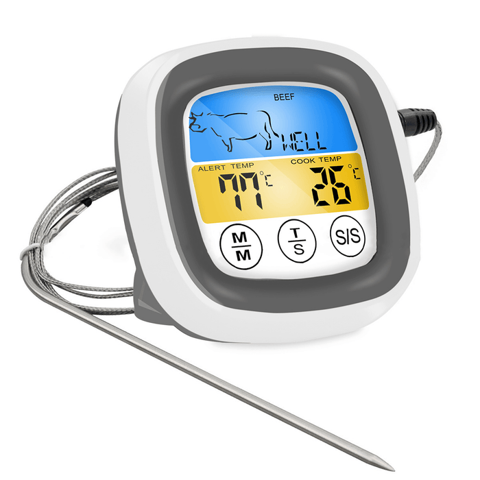 Barbecue Temperature Timer Waterproof Two Alarm Modes Touch Screen BBQ Temperature Timer for Outdoor Camping Barbecue