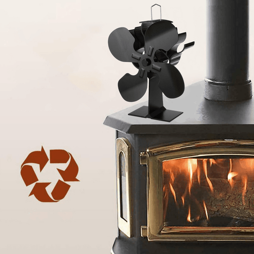 Ipree® 4 Blade Fireplace Fan Self-Powered Wood Stove Fan Burner Stove Fan for Home Travel