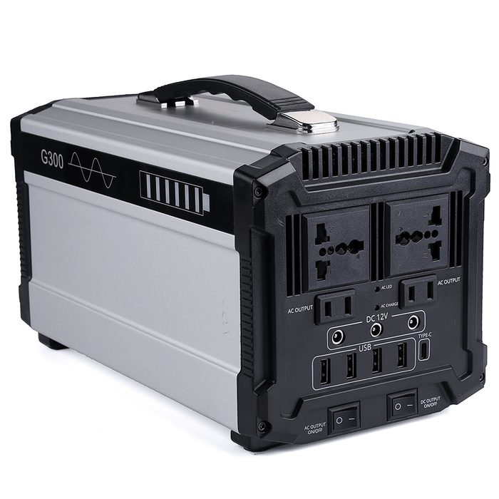 296Wh 600W Peak Solar Powered System Generator Supply Pure Sine Wave Source Energy Storage Battery