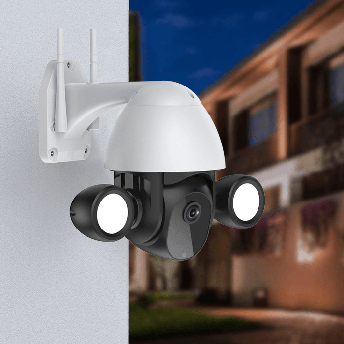 Tuya 1080P PTZ Smart WIFI Camera Outdoor Home Security Camera with Double Lamp Lighting Full Color Night Vision IP65 Waterproof TF Card Cloud Storage Surveillance Camera for Garden Home Safety