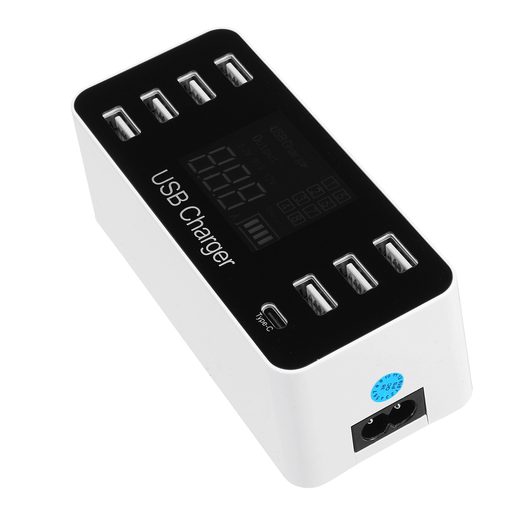 8 Multi-Port USB Adapter LCD Display Desktop Wall Charger Smart Quick Charging Station