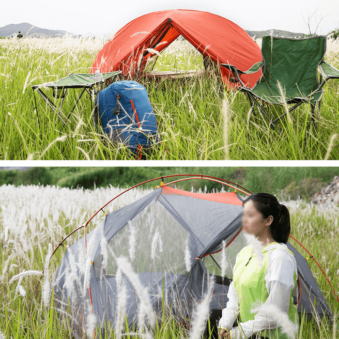 Outdoor 1-2 People Tent Nylon Waterproof Double Layer Sunshade Canopy Camping Hiking