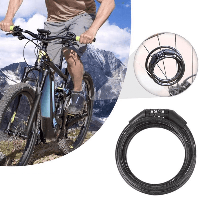 Bike Lock 4 Digit Code Combination Bicycle Security Lock Bike Chain Lock Security Reinforced anti Theft Cable Password Lock