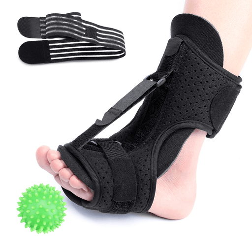 CHARMINER Plantar Fasciitis Night Splint Foot Drop Orthotic Brace with Sponge Fitness Ball Adjustable Elastic Dorsal Night Splint