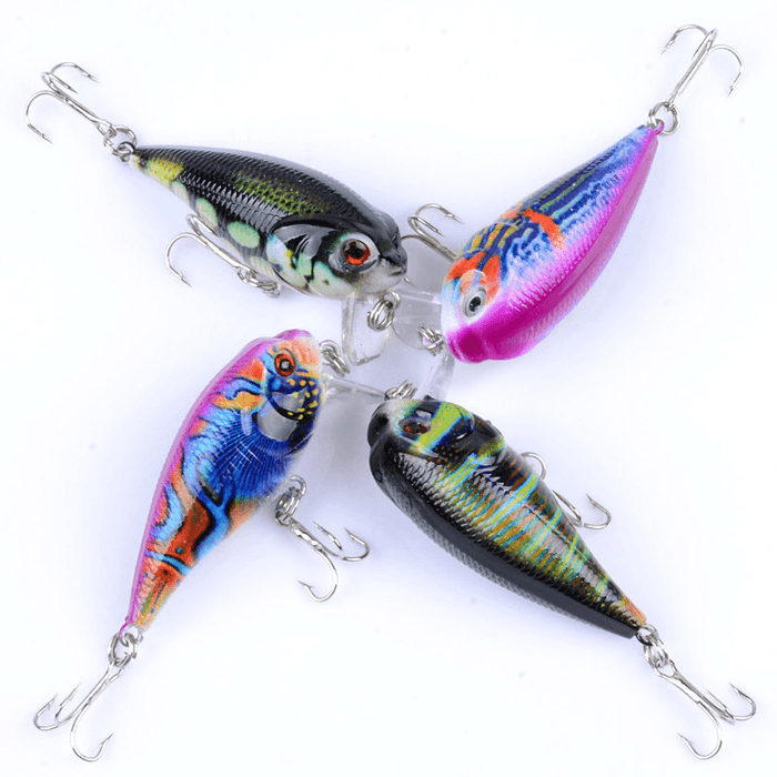 ZANLURE 4PCS 5.5CM 9G Fishing Lures Bass Crankbaits Fishing Bait Hook Lifelike 3D Eyes Lure