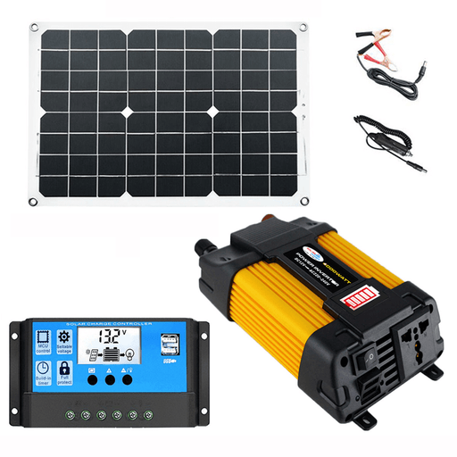 Solar Power System 18W Solar Panel 4000W Inverter 30A Controller Kit Solar Panel Battery Charger