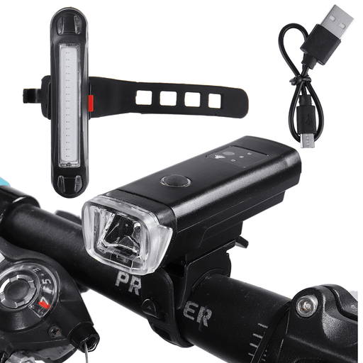 BIKIGHT 350Lm 1200Mah Touch Light-Sensitive LED USB Charging Bike Lights Set Bicycle Headlight with Taillight